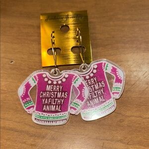 Pink Christmas Sweater Earrings